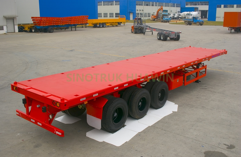 نصف مقطورة مسطحة SINOTRUK 40FT 3 Axles