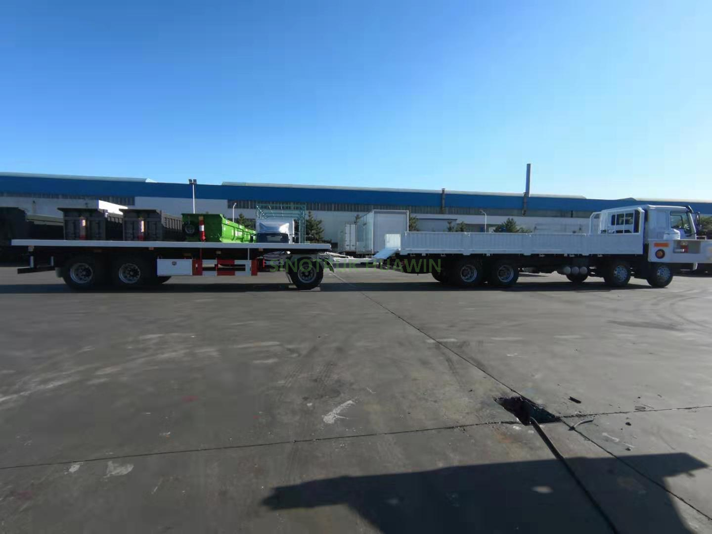 SINOTRUK 30FT 3 محاور مسطحة مقطورة كاملة