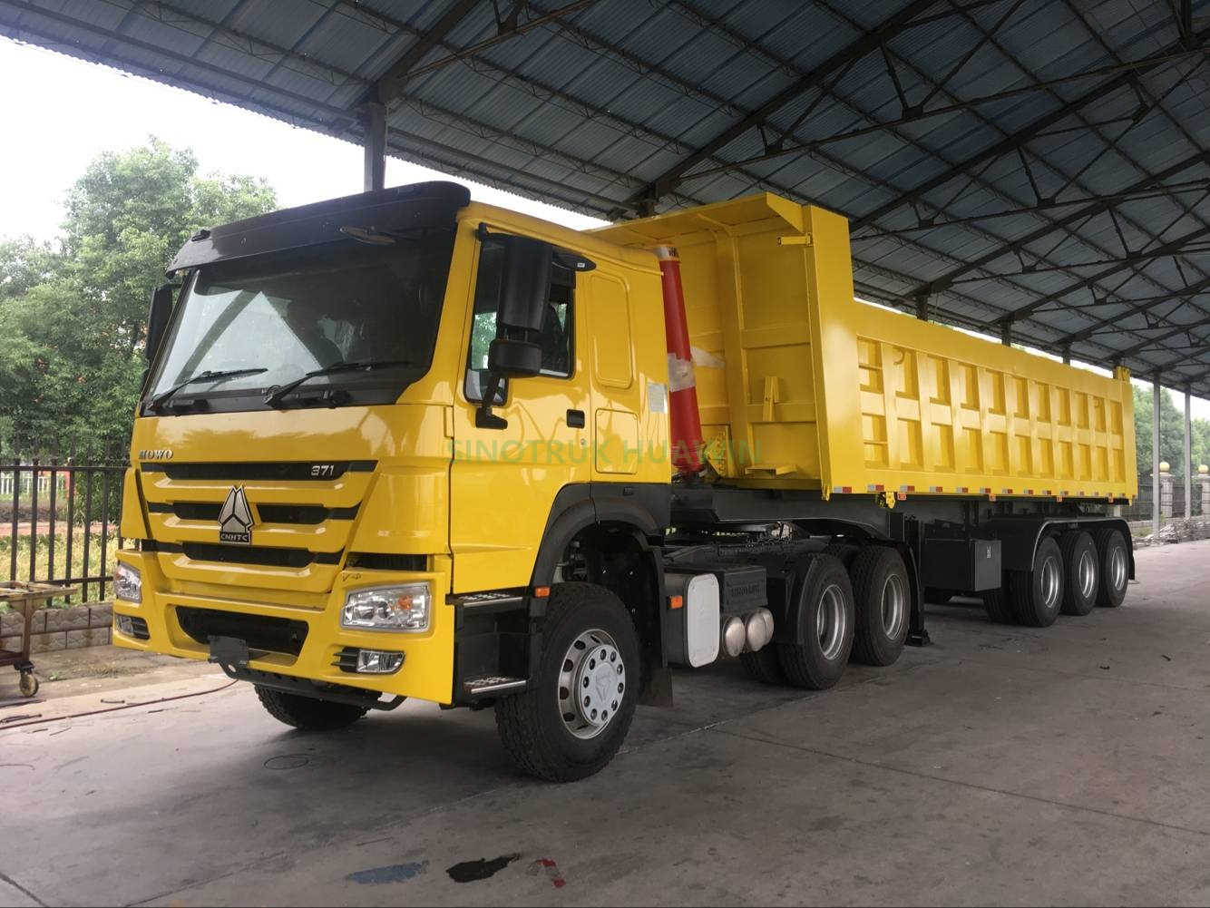 3 Axle 40 Tons Sinotruk Huawin Mining Dumper Dump Dump Tipper نصف مقطورة مع شكل U